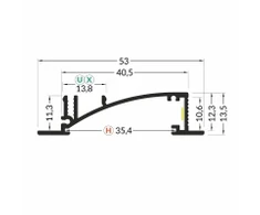 LED juostos profilis FLAT8 H/UX, juodas, 2m