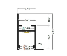 LED juostos profilis FRAME14 BC/Q, neanoduotas aliuminis, 2m