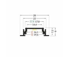 LED juostos profilis GROOVE14 EF/TY, neanoduotas aliuminis, 2m