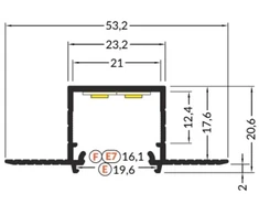 LED juostos profilis LINEA-IN20 TRIMLESS EF, neanoduotas aliuminis, 2m