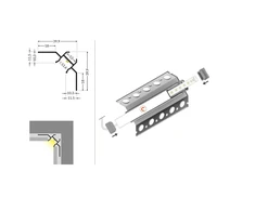 LED juostos profilis UNI-TILE12 PLUS, 90 laipsnių kampo, anoduotas aliuminis, 2m