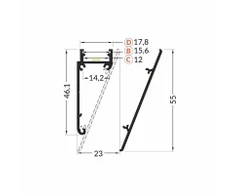 LED juostos profilis WALLE12 BCD, anoduotas aliuminis, 2m