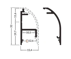 LED juostos profilis WAY10 C, anoduotas aliuminis, 2m