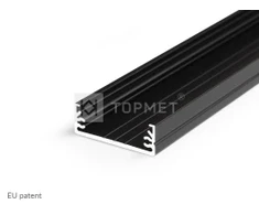 LED juostos profilis WIDE24 G/W, juodas, 2m