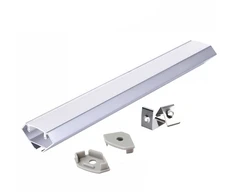 LED kampinis profilis N01, anoduoto sidabro sp., 2m, su dangteliu ir užbaigimais