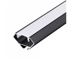 LED kampinis profilis N01, juodas, 2m, su dangteliu ir užbaigimais