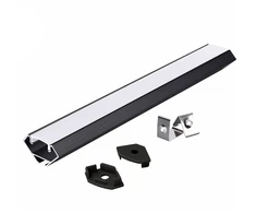 LED kampinis profilis N01, juodas, 2m, su dangteliu ir užbaigimais