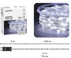 LED švieselių girlianda ant ritės 1000 LED, 100 m, šaltai balta