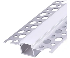 LED užglaistomas profilis KG01, anoduoto sidabro sp., 2m, su dangteliu ir užbaigimais