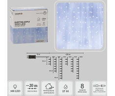 LED varveklių užuolaida, 500 LED, 20 m, šaltai balta