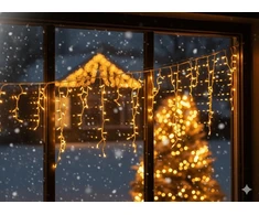 LED varveklių užuolaida, 500 LED, 20 m, šiltai balta