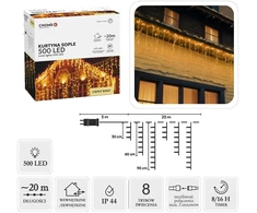 LED varveklių užuolaida, 500 LED, 20 m, šiltai balta