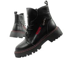 Lee Cooper moteriški odiniai batai, juodi, raudoni, šilti
