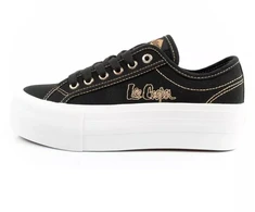 Lee Cooper moteriški platforminiai kedai, juodi su aukso detalėmis
