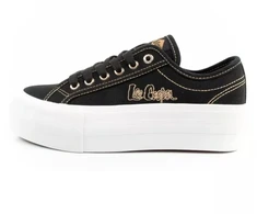 Lee Cooper moteriški platforminiai kedai, juodi su aukso detalėmis