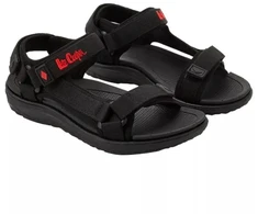 Lee Cooper moteriški sandalai su lipukais, lengvi juodi, vasaros paplūdimiui