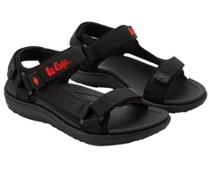 Lee Cooper moteriški sandalai su lipukais, lengvi juodi, vasaros paplūdimiui