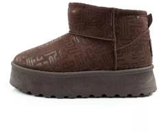 Lee Cooper moteriški žiemos aulinukai, madingi su kailiu, tamsiai rudi