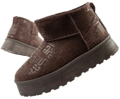 Lee Cooper moteriški žiemos aulinukai, madingi su kailiu, tamsiai rudi