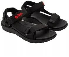 Lee Cooper vyriški lengvi juodi vasaros paplūdimio sandalai su lipdukais