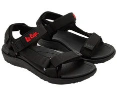 Lee Cooper vyriški lengvi juodi vasaros paplūdimio sandalai su lipdukais