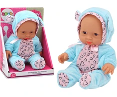 Lean Toys Maža lėlė su mėlynais drabužiais, skrybėle ir ausimis