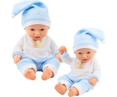Lean Toys Lėlė su mėlyna pižama ir kepure, 24 cm