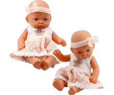 Lean Toys Lėlė kūdikis su rožine suknele ir galvos juosta, 24 cm
