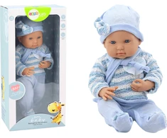 Lėlė kūdikis su mėlynais drabužiais Lean Toys, 39 cm