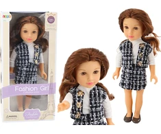 Lean Toys Lėlė su elegantiškais languotais drabužiais ir rudais plaukais