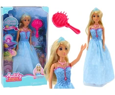 Lean Toys Anlily undinėlė princesė su mėlyna suknele ir šepetėliu