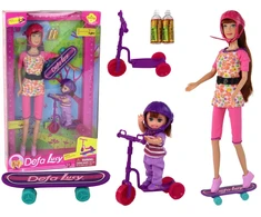 Lean Toys Lėlių rinkinys su priedais ir transporto priemonėmis