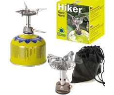 Lengviausias turistinis dujų balionėlių degiklis (su vožtuvu arba sriegiu) HIKER 70gram 2.4kW