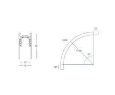 Lenktas paviršinis/pakabinamas magnetinės sistemos ZAMBELIS MAGNETIC bėgelis, 48V, juodas, 60cm, 22275