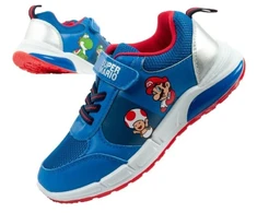 Leomil vaikiški sportiniai bateliai Super Mario kedai su lipukais ir LED apšvietimu, mėlyni