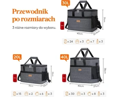 Lifewit izoliuotas pietų krepšys 20 l, sulankstomas, bordo, LF233125