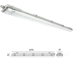 Linijinis šviestuvas G2, pilkas, su 2x LED T8 18W 120cm 4000K lempomis, IP65
