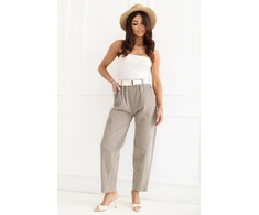Lininės carrot kirpimo kelnės Italy Moda