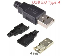 Lituojamas Lizdas USB Type-A A 2.0 Male 4 Pin Plug