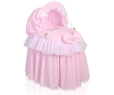 Lopšys lėlėms su gaubtu LITTLE PRINCESS rožinis – žaidimams ir rūpesčiui lėle.