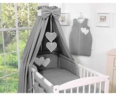 Lovos stogelis iš audinio Hanging Hearts, antracito spalvos