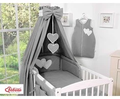 Lovos stogelis iš audinio Hanging Hearts, antracito spalvos