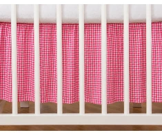 Lovyčių sijonas 120 × 60 cm tamsiai rožinis languotas