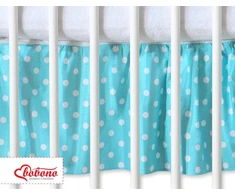 Lovytės apatinė užuolaida Hanging Hearts, žydra su taškeliais
