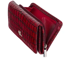 LUCILLA Raudona Portfel Damski su grawerem croco Canaletto RFID