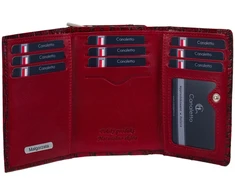 LUCILLA Raudona Portfel Damski su grawerem croco Canaletto RFID