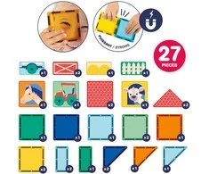 LUDI magnetinis konstruktorius „Ūkis“ 2D/3D su pagrindu, 27 vnt., 2–10 m.