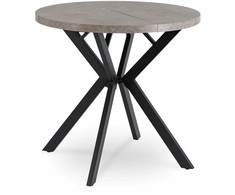 LUGO išskleidžiamas apvalus stalas, 90–190 cm, betono spalvos/juodas, lofto stiliaus