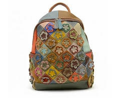 Magic Bags damski kolorowy plecak miejski skóra naturalna duży mozaika