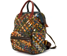 Magic Bags duży plecak damski skórzany kieszenie kolorowa mozaika duży